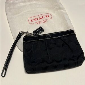 Coach Black Monogram Wristlet Clutch